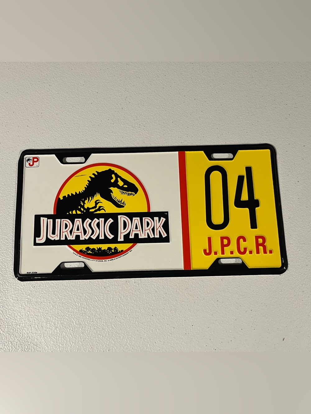 1992 Jurassic Park Universal Studios License Plate 04 J.P.C.R.